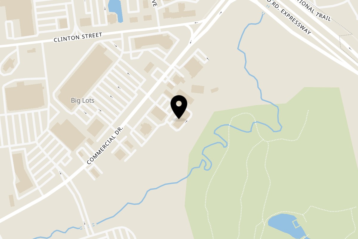 Map showing the location of El Jarocho II Mexican Restaurant and Bar on 4648 Commercial Dr in New Hartford